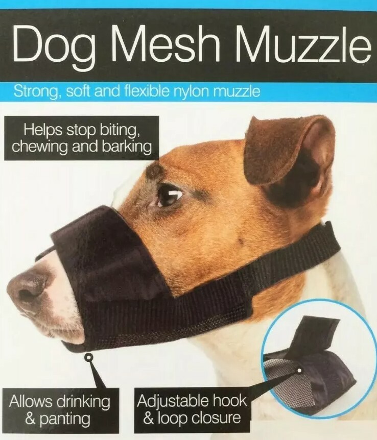 Pet Dog Adjustable Mask Bark Bite Mesh Mouth Muzzle Grooming Anti Stop Chewing L