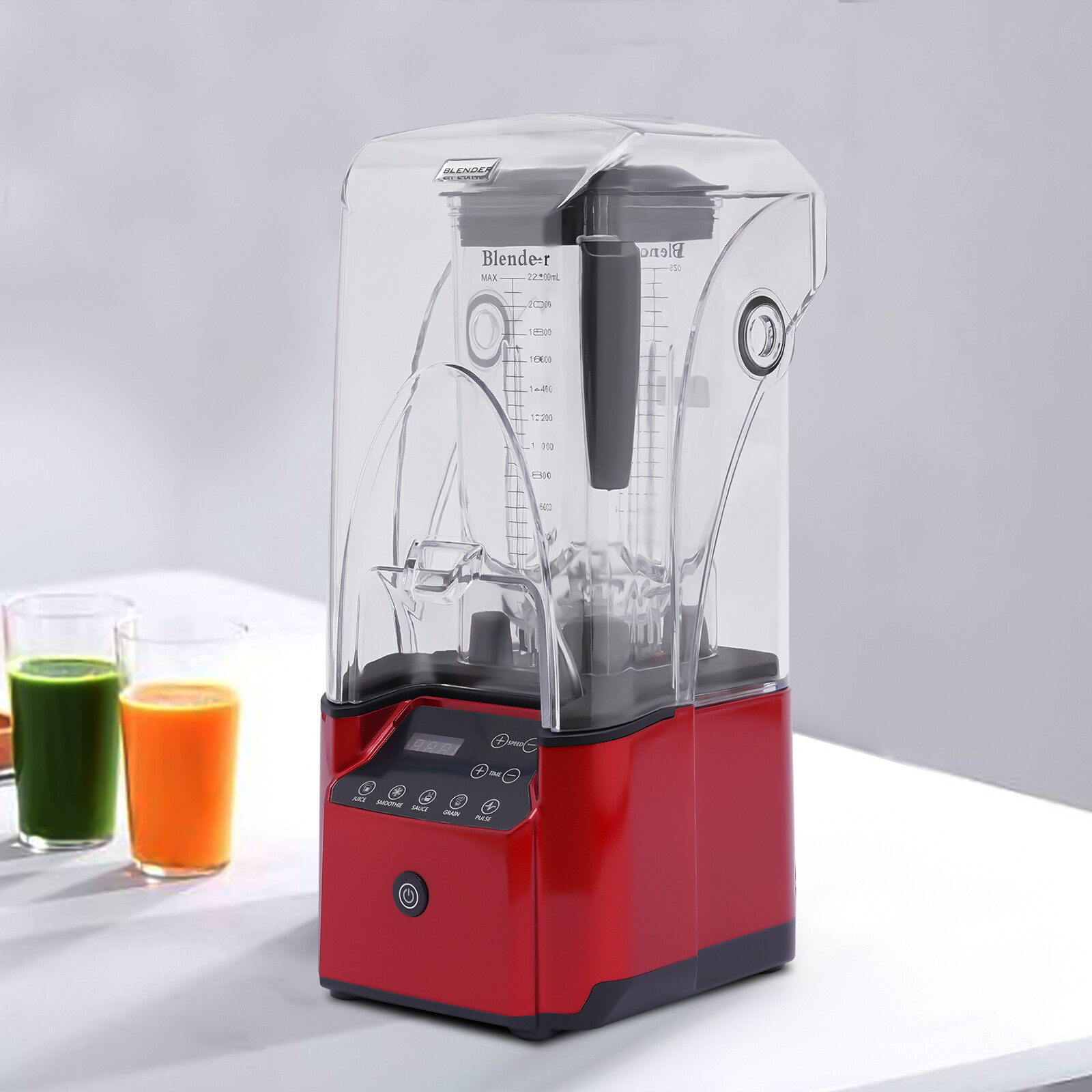 Professional Commercial Blender W/ Shield Quiet Sound Enclosure & Timer 2.2L