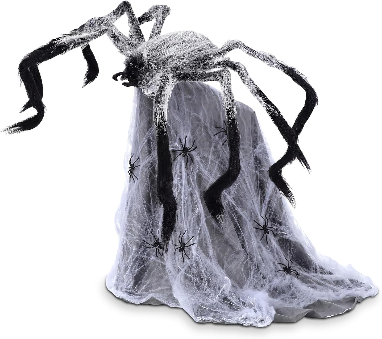 21 Inch Halloween LED Grey Black Jumping Spider Animatronic Multicolor Light up