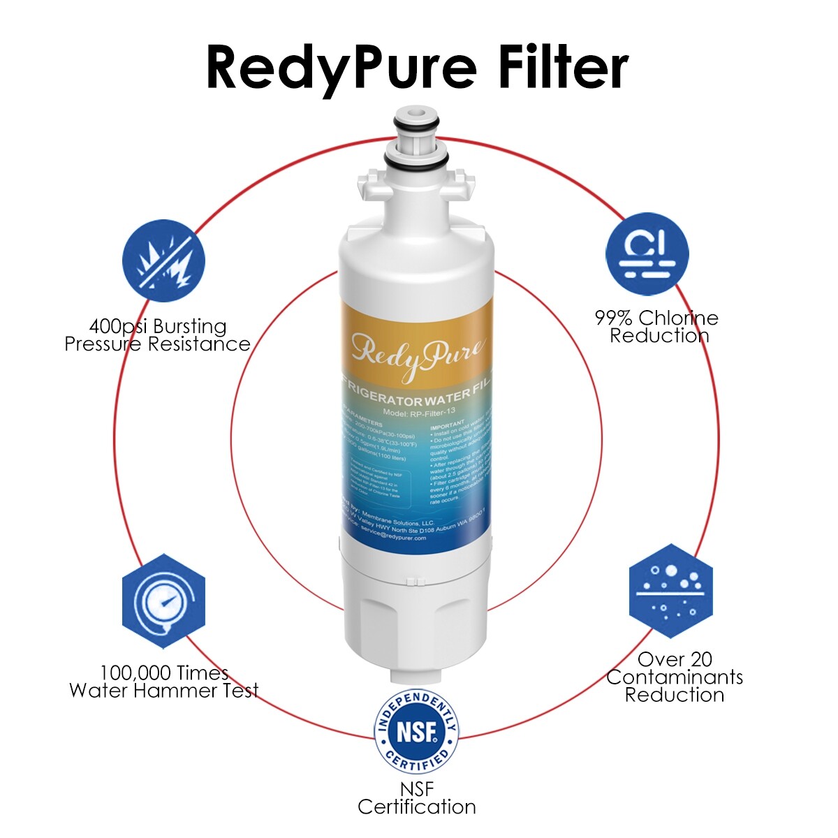 5 Pack Fit for LG LT700P ADQ36006101 Kenmore 469690 Refrigerator Water Filter US