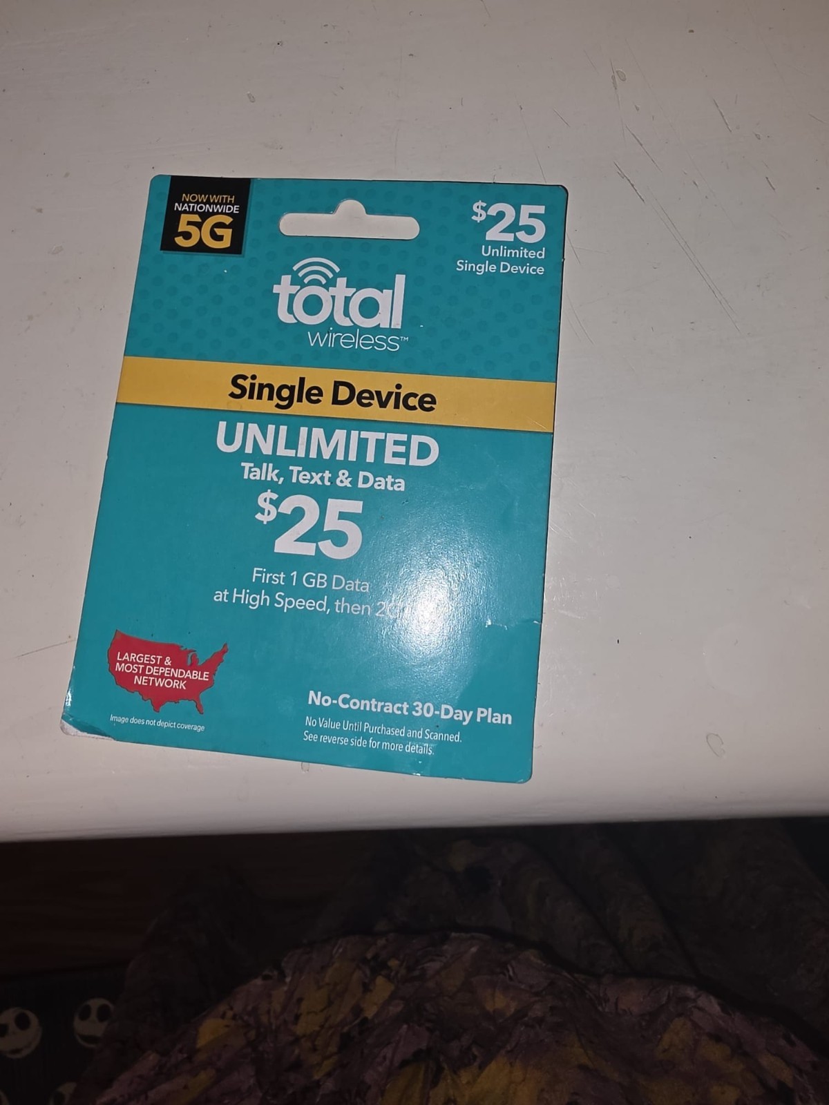Total Wireless $25 Unlimited Talk Text & Data Prepaid Phone Plan Card – 30 Days,