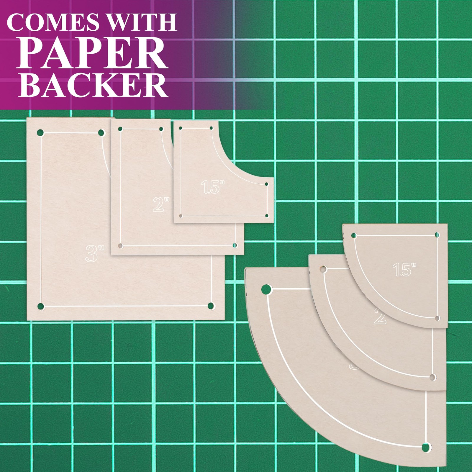 Drunkards Path Quilting Acrylic Template Set, 3", 2", 1.5" with 1/4" Seam All...