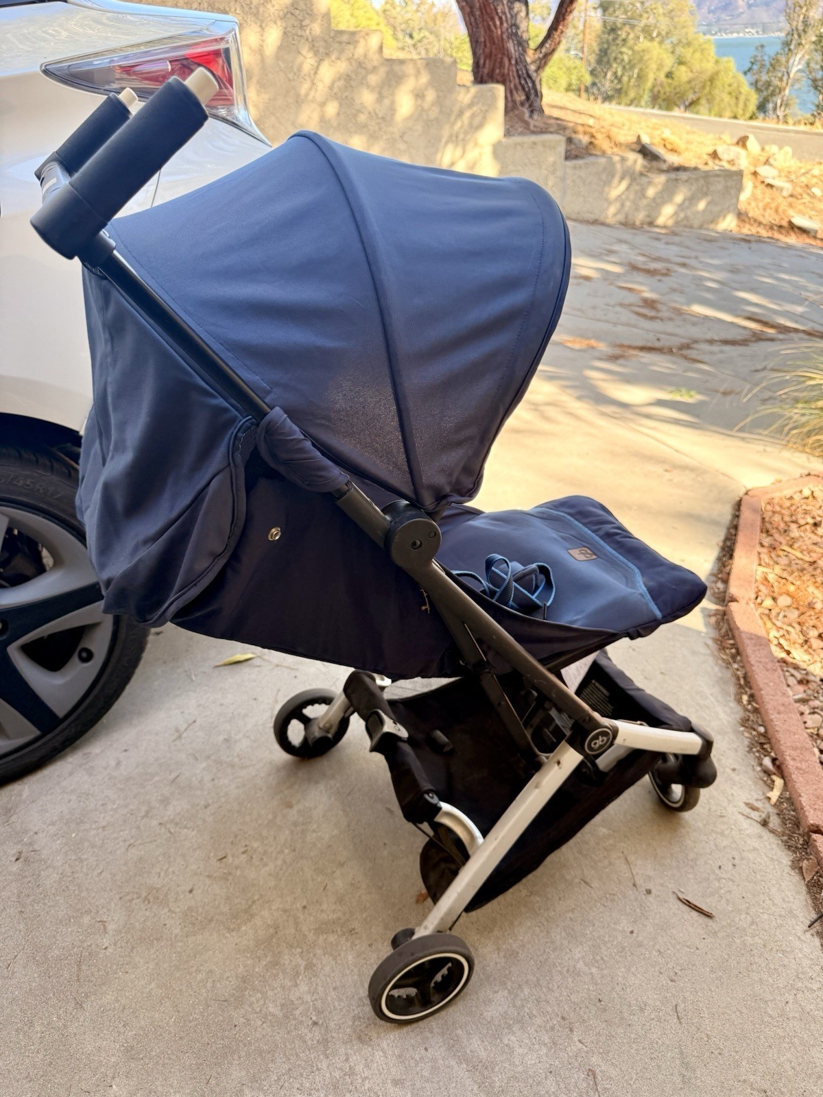 gb Pockit Lightweight Single Stroller Blue Folding Hood/Canopy