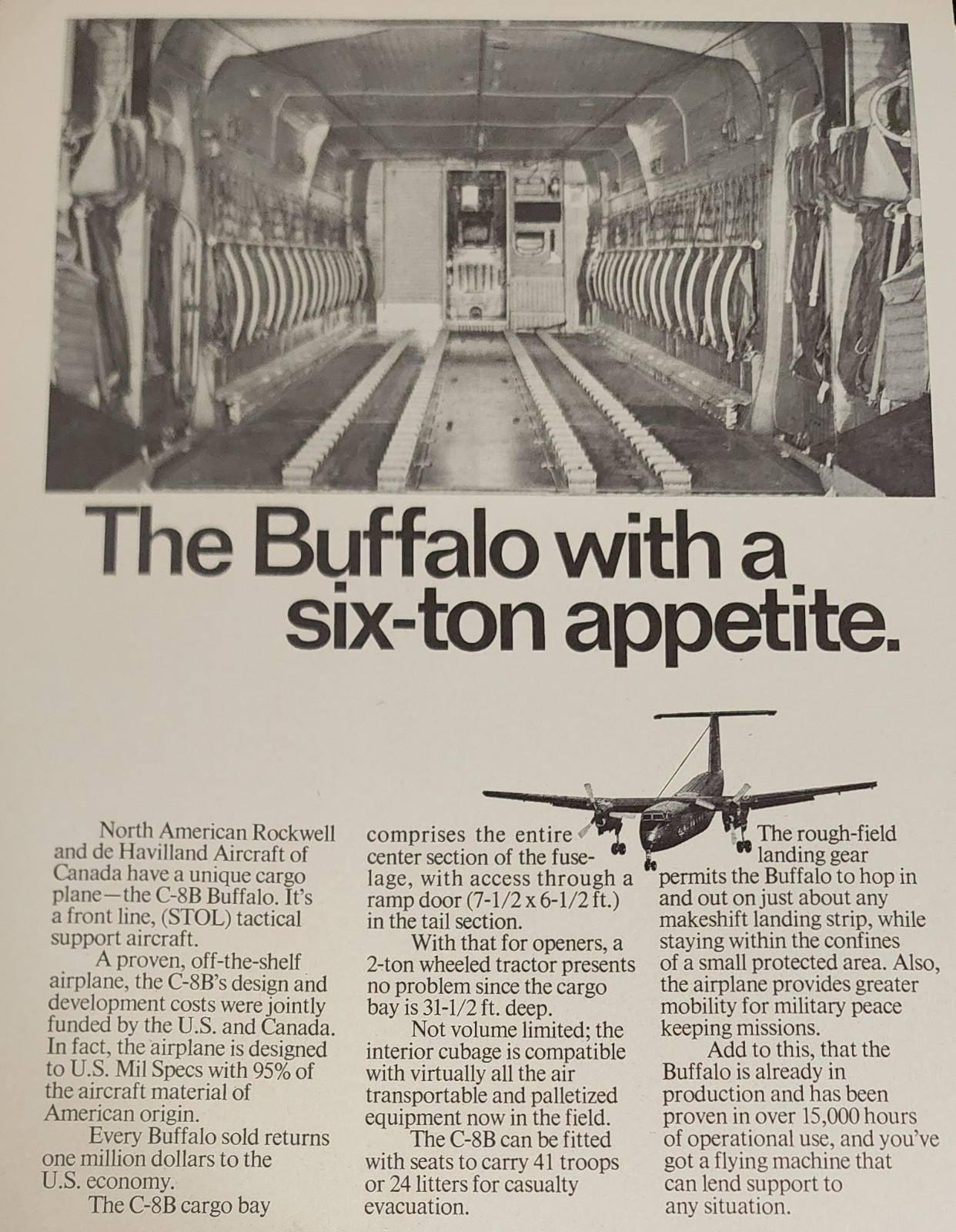 C-8 C8 C 8 Buffalo Plane Picture Aviation Magazine Ad Vtg Original Wall Art
