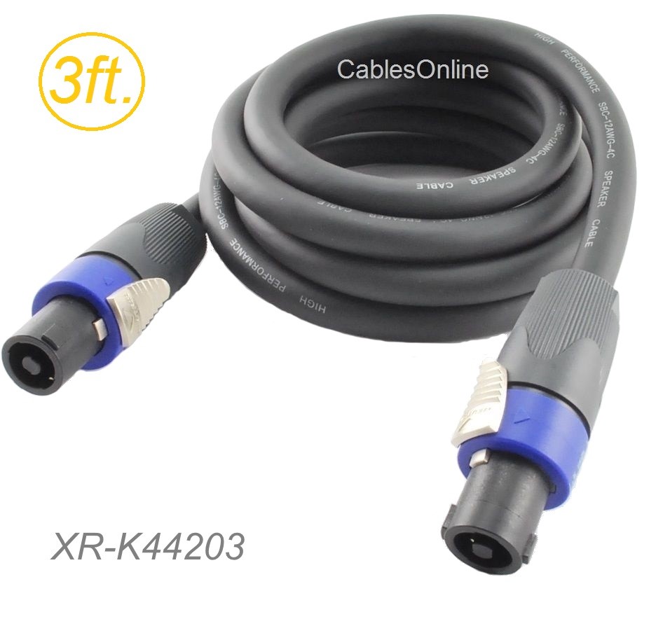 Kirlin 3ft SpeakOn 4C/12AWG NL4FX Pro Audio Speaker Cable w/ NEUTRIK Connectors