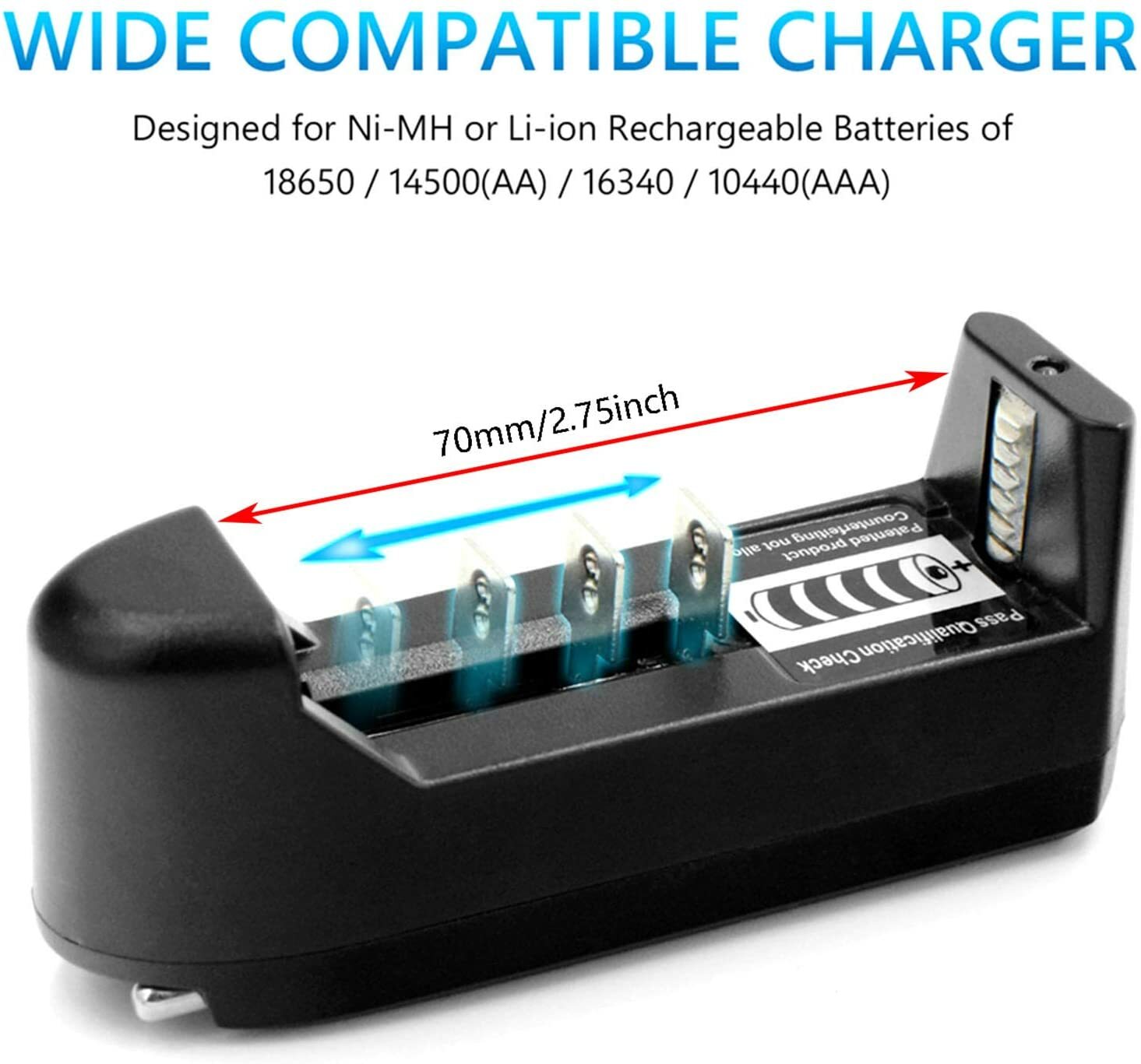 Single Slot Li-ion Battery Charger for AA/18500/16340/AAA Rechargeable Batt