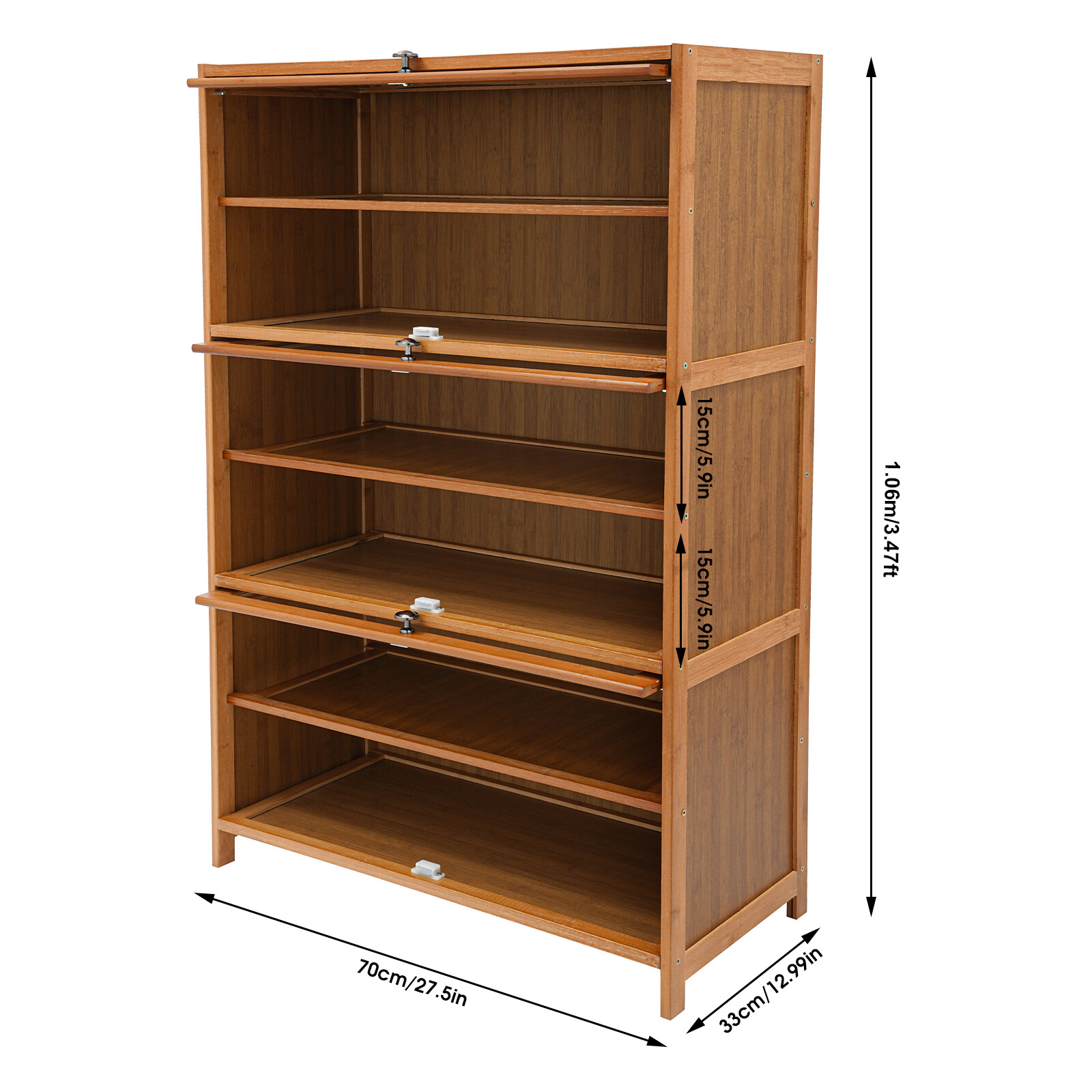 Shoe Organizer 6-Tier Storage Cabinet w/ 3 Flip-up Door 32" Entryway Bamboo