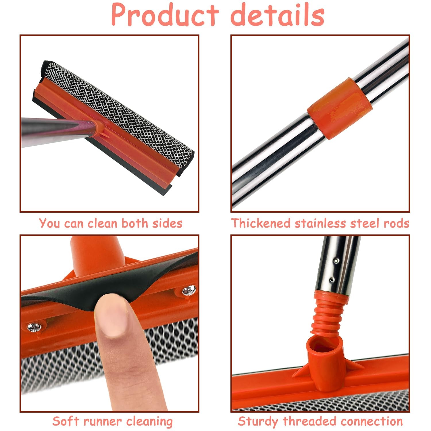 Window Squeegee for Cleaning, Cleaner Tool 2 58", Red