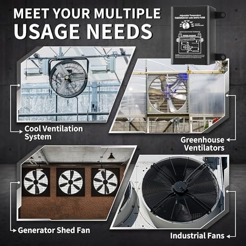 Attic Fan Thermostat Control Adjustable Temperature Dial 50-120F Programmable
