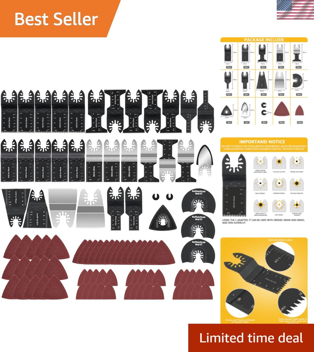 Professional 96-Pack Multi-Tool Blades - Carbide, Quick-Release & User-Friendly