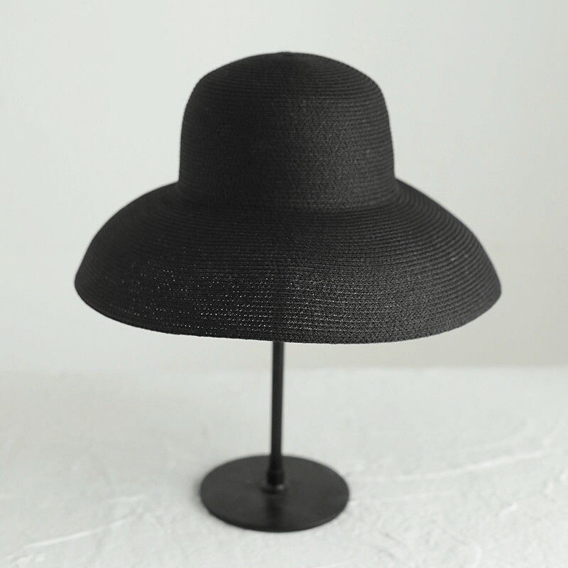 Summer Straw Hat Classical Hepburn Handmade Women Wide Brim Beach Sun Hats
