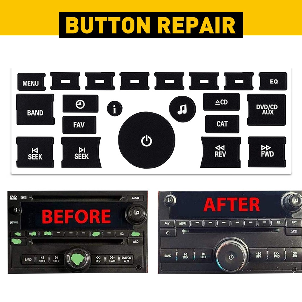 Radio Stereo Worn Peeling Button Repair Kit Decals Stickers For GMC Chevy Buick