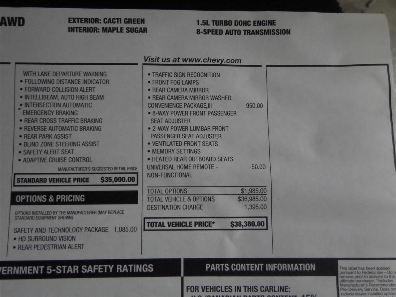 2025 Equinox 1.5L Lower Air Shutter Lower