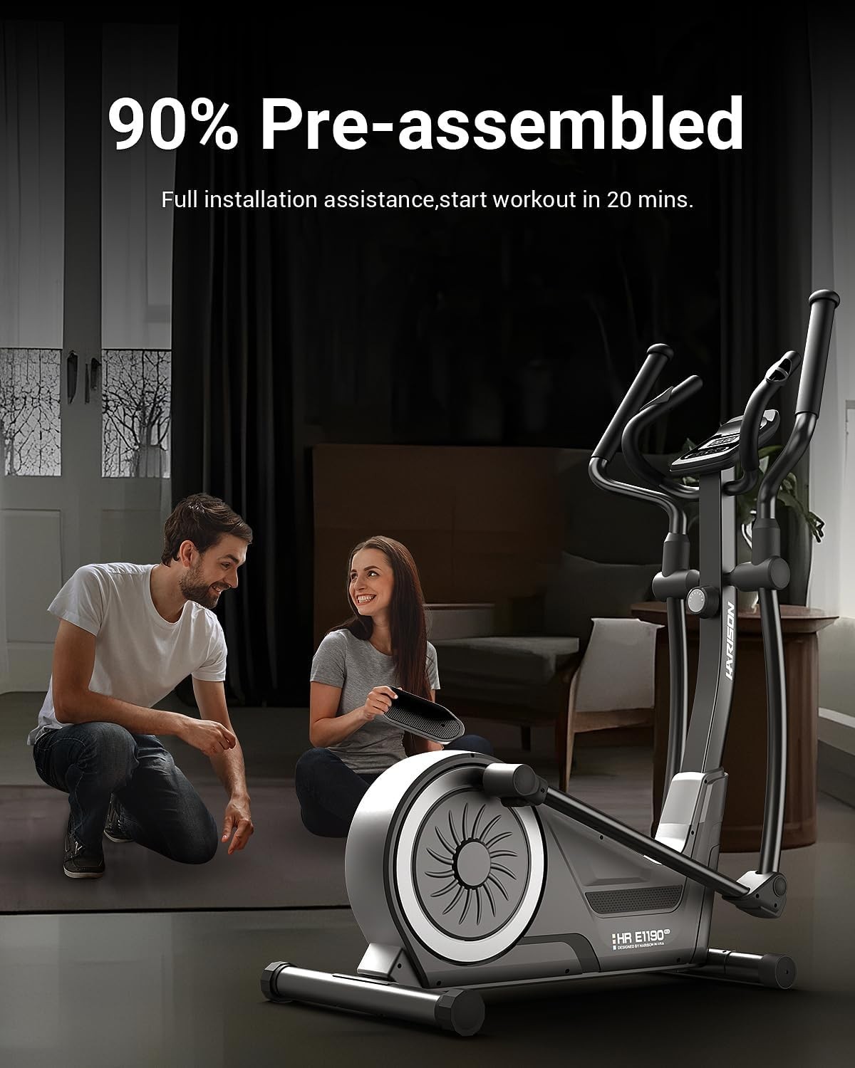 HARISON Elliptical Machine for Home 350 LBS Capacity with HARISON Bluetooth