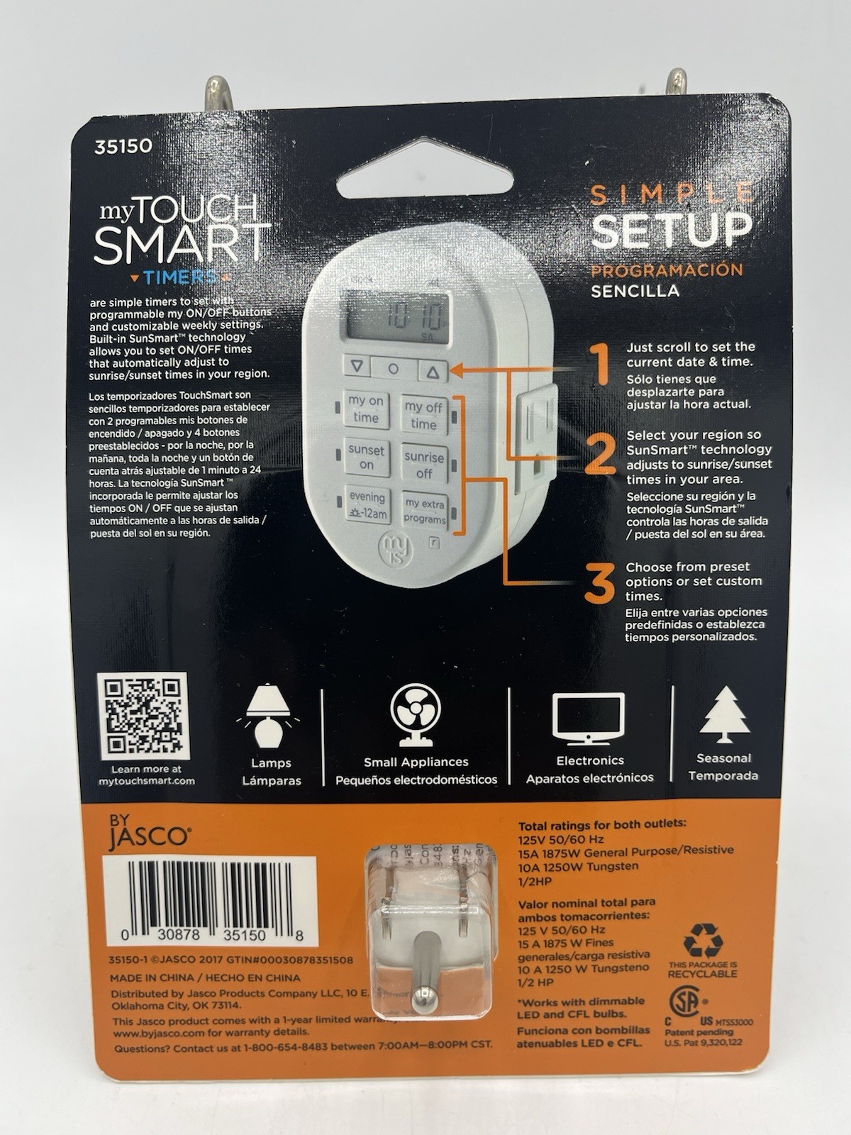 myTouchSmart Simple Set 7-Day Digital Timer, Grounded Outlet Timer-35150