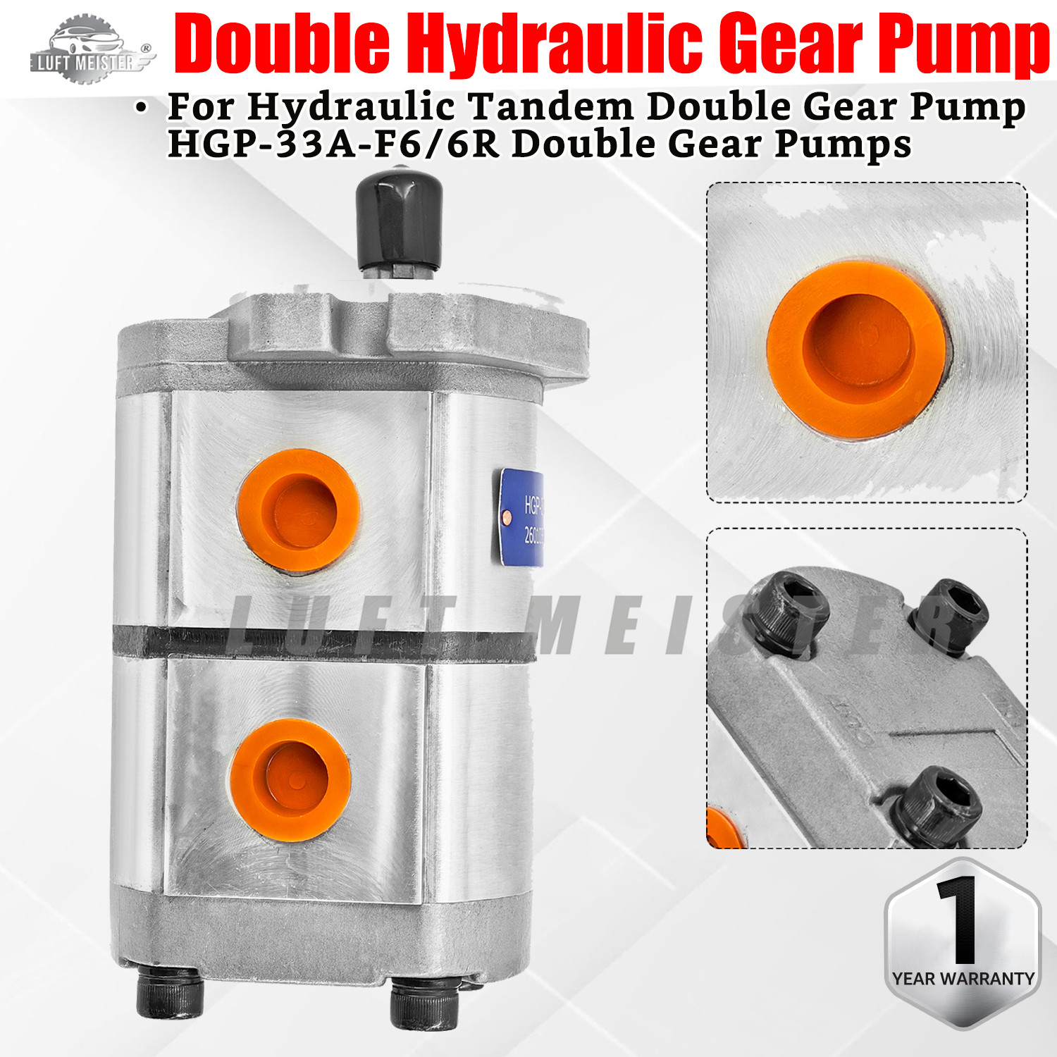 For Hydraulic Tandem Double Gear Pump HGP-33A-F6/6R HGP33AF66R 17.46mm Shaft