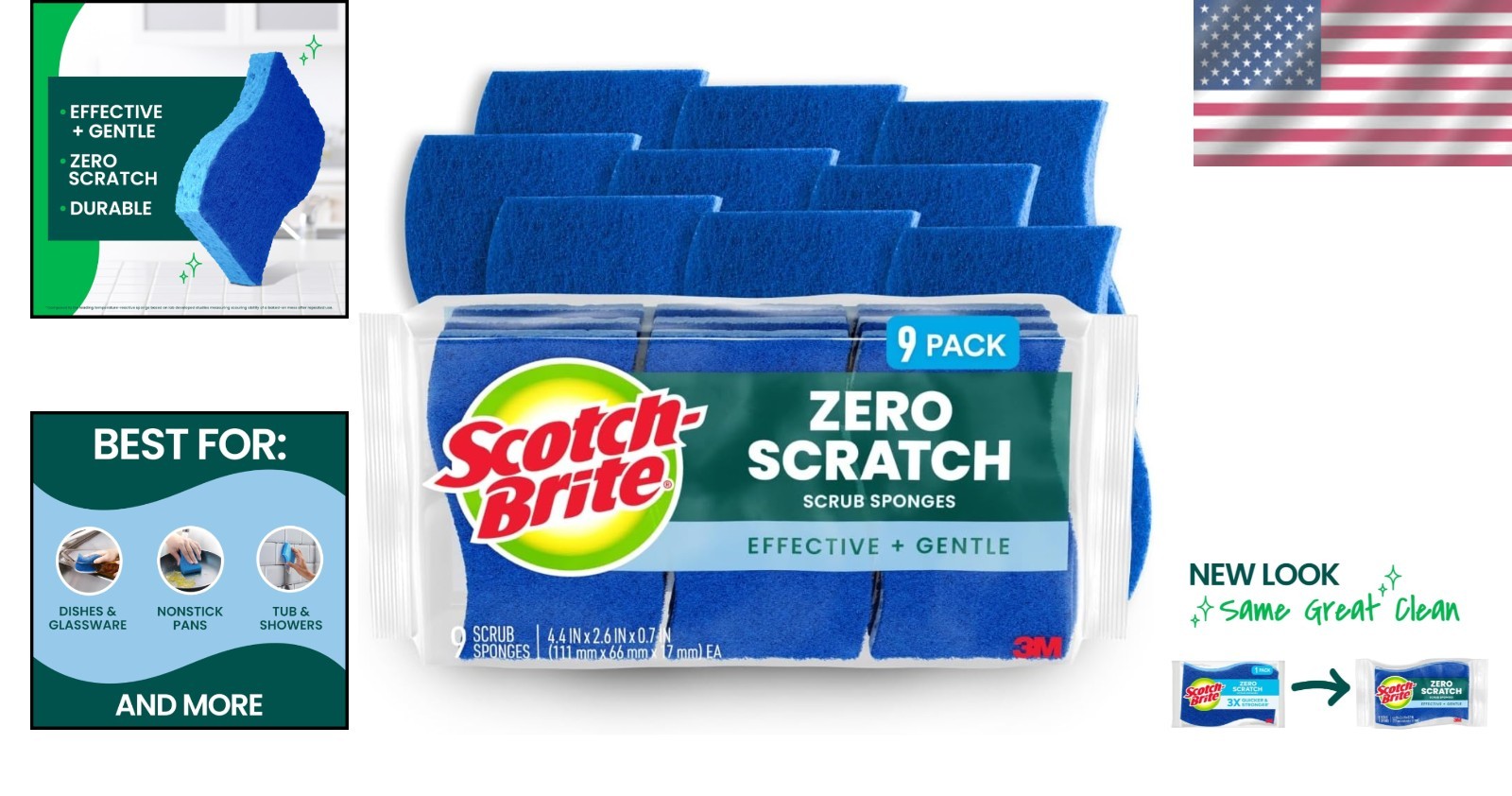 Non-Scratch Blue Scrub Sponges 9 Pack
