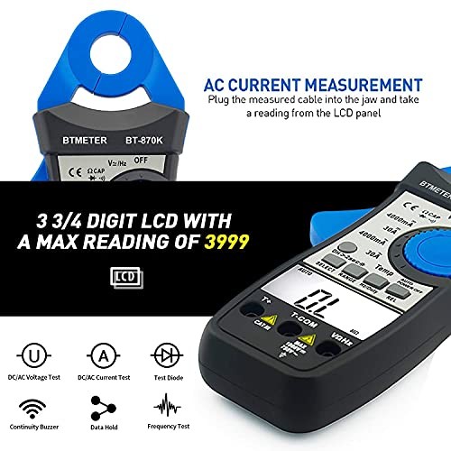 Clamp Multimeter BT-870K, DC AC Digital Voltage Current Meter, Auto Electric