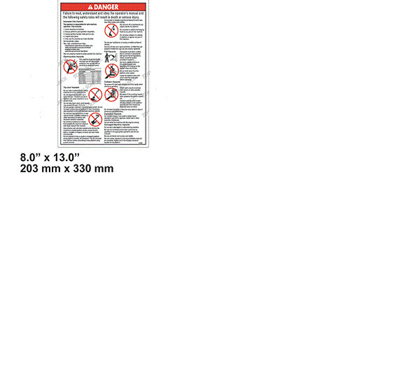 FOR GENIE DANGER GENERAL SAFETY DECAL  114389, 114389GT