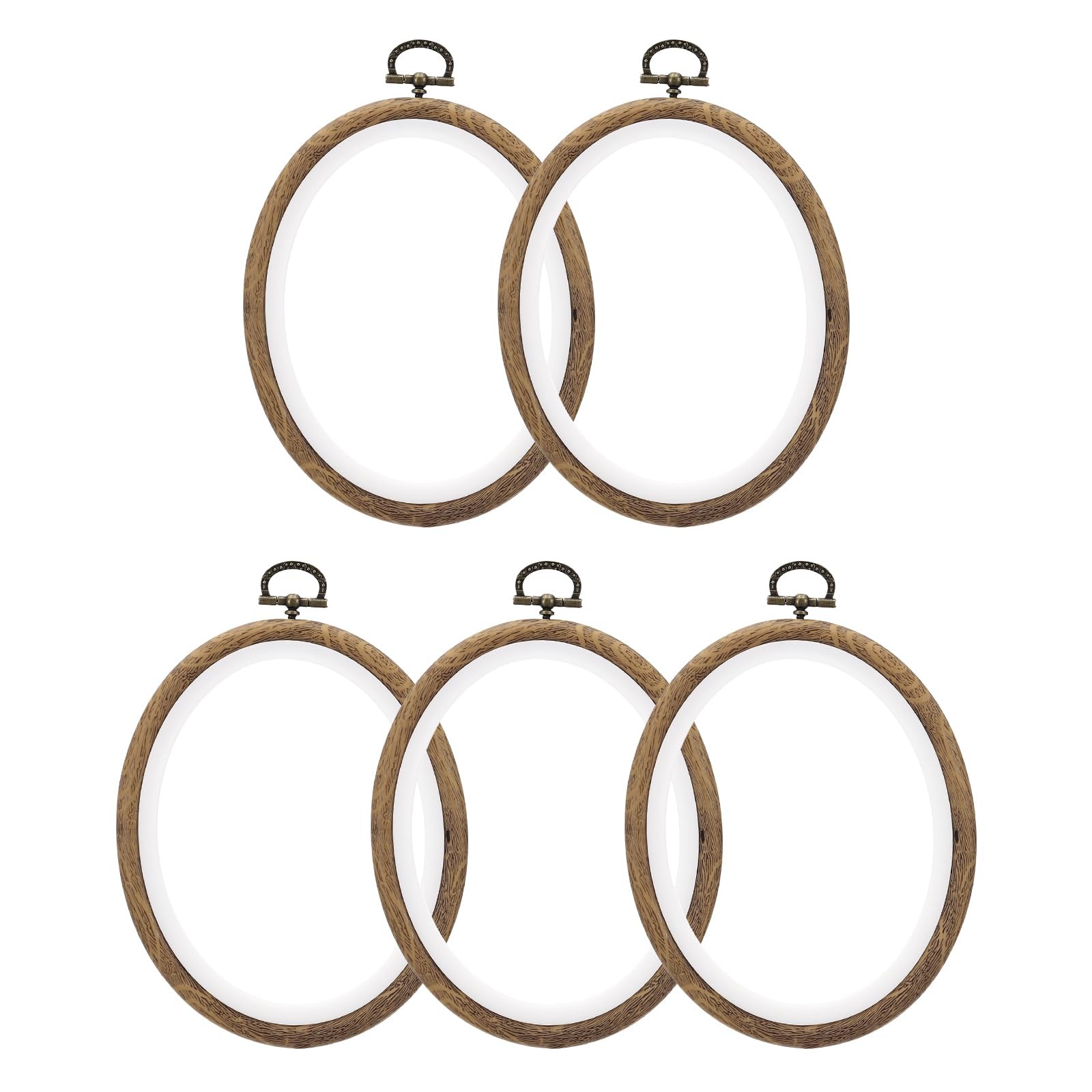 PATIKIL 6x4.7inch Embroidery Hoops, 5Pieces Imitated Wood Oval Frame Cross St...