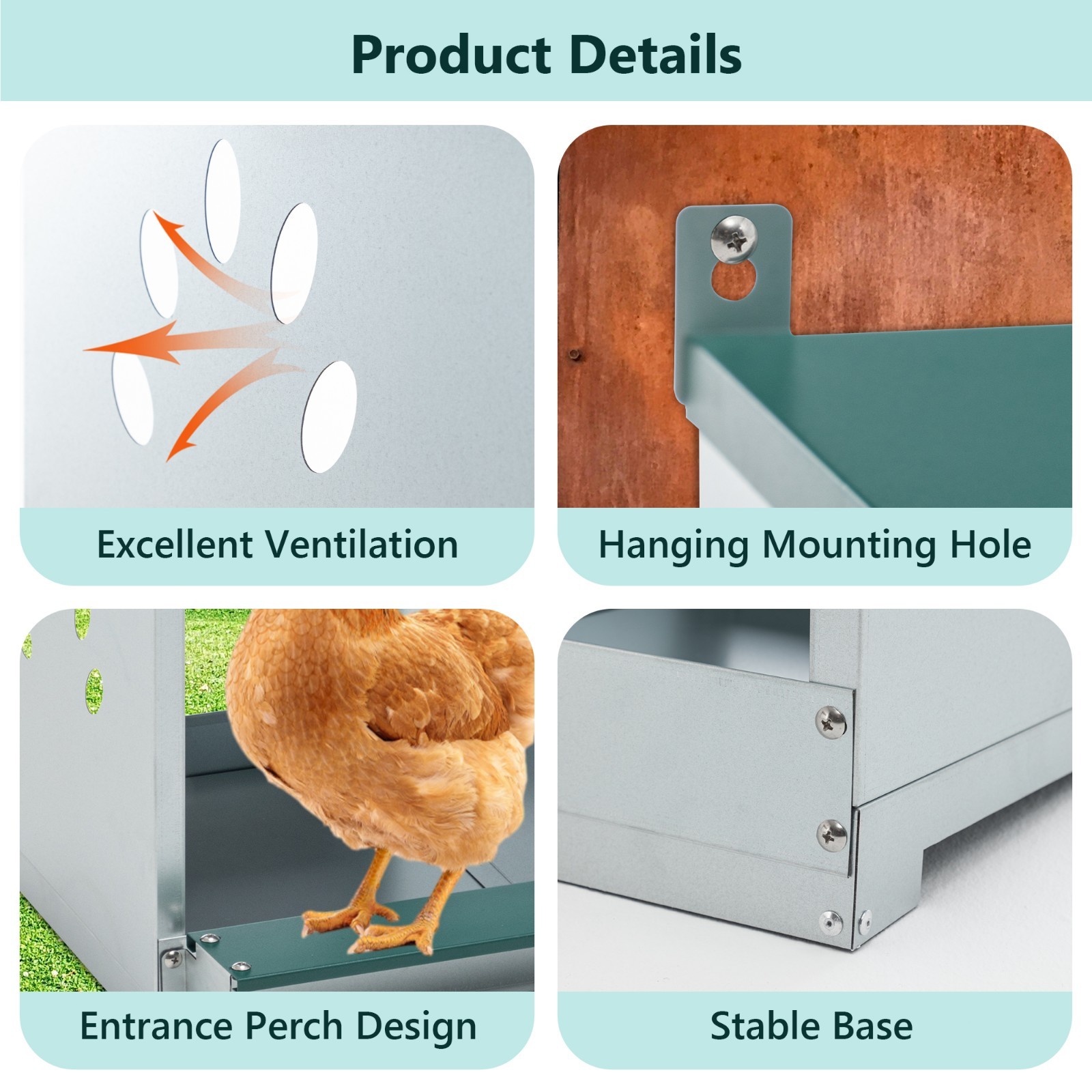 3 Hole Chicken Nesting Box Hen Laying Boxes Roll Away Nesting Box for Laying Egg