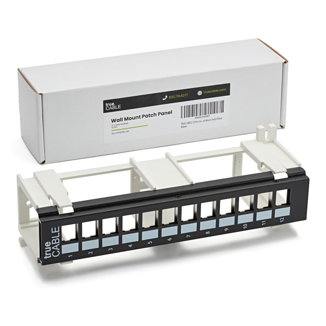 Cat6A Shielded 12-Port Blank Toolless Modular Keystone Patch Panel, Wall Moun...