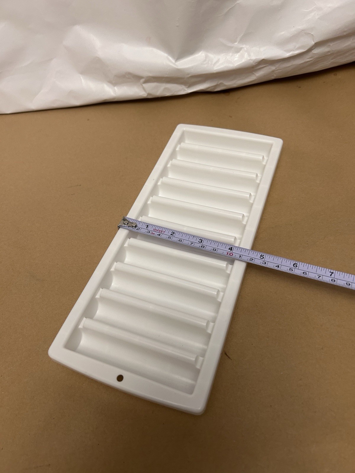 VTG white plastic ice cube tray long round ice cubes