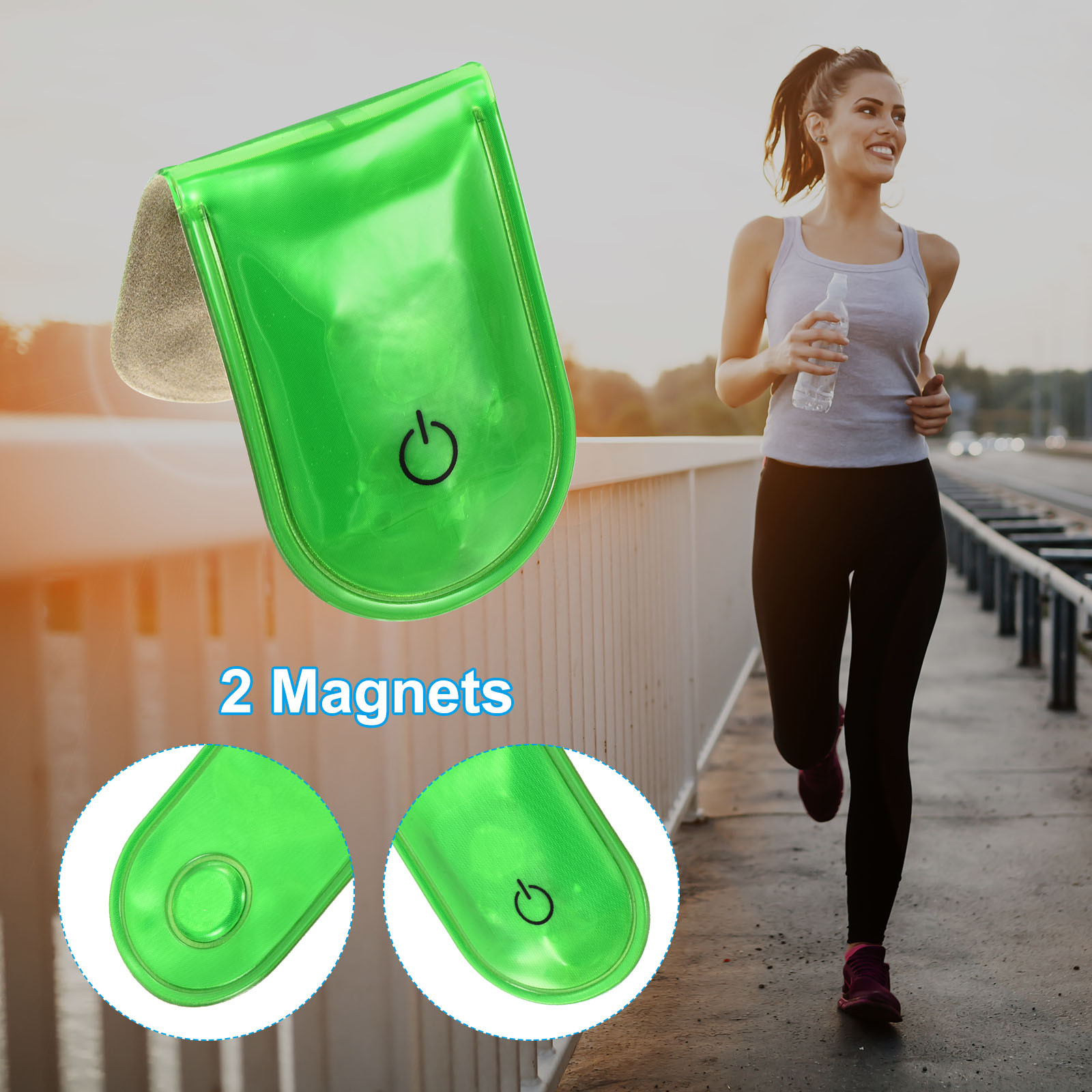 LED Flashlight, 2 Pack Clip-on Flashlights Night Safety Running Light, Green