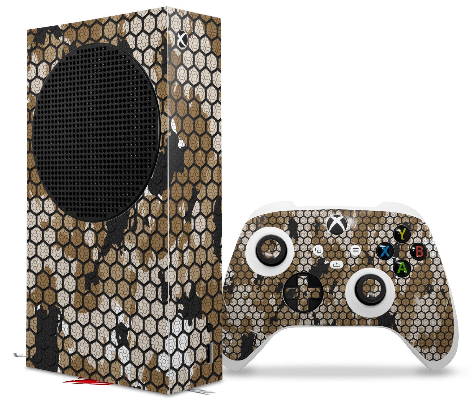 Skin Wrap for XBOX Series S Console Controller HEX Mesh Camo 01 Tan