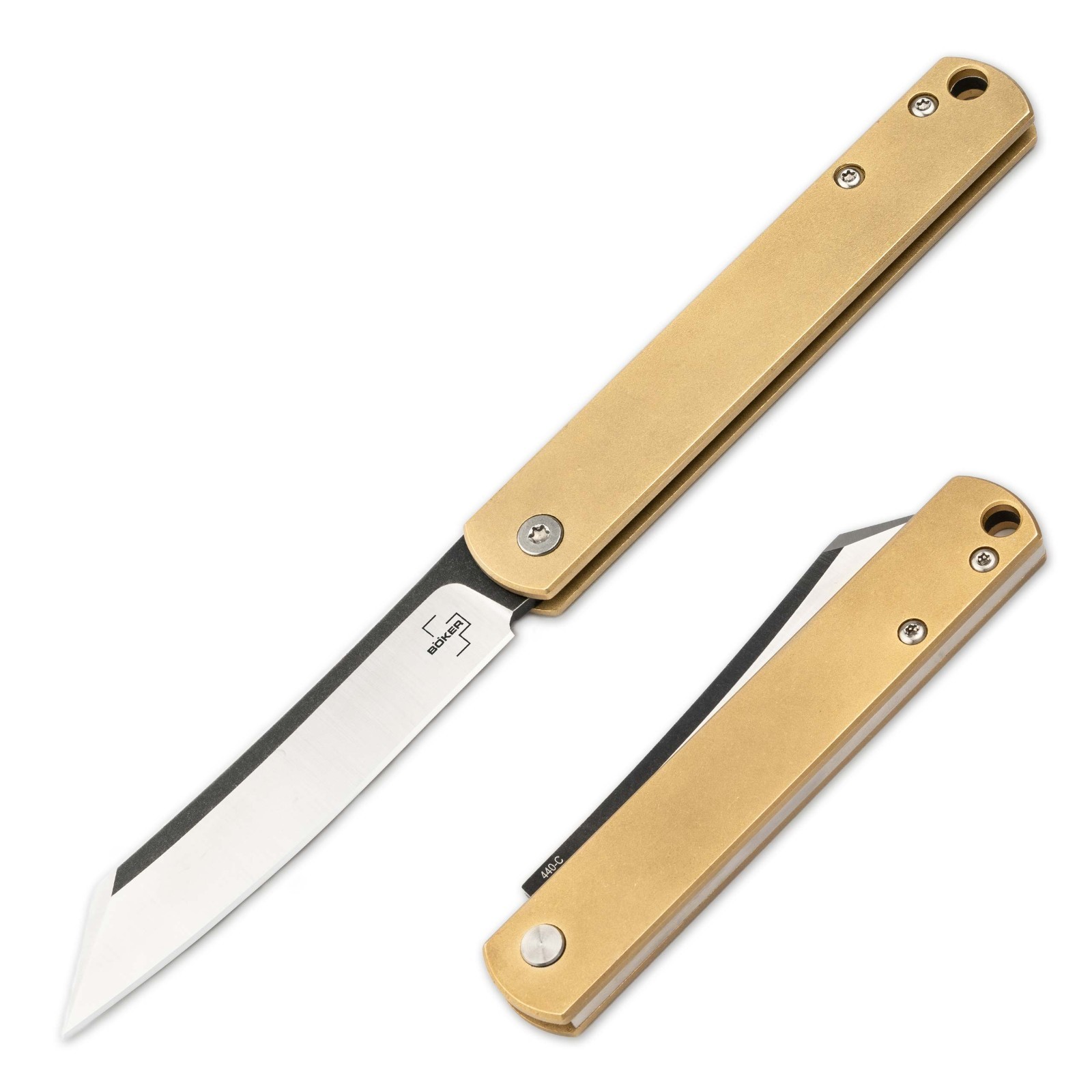 BOKER PLUS Zenshin 42 Brass Folding Knife 2.95" Blade 440C Slipjoint - 01BO369