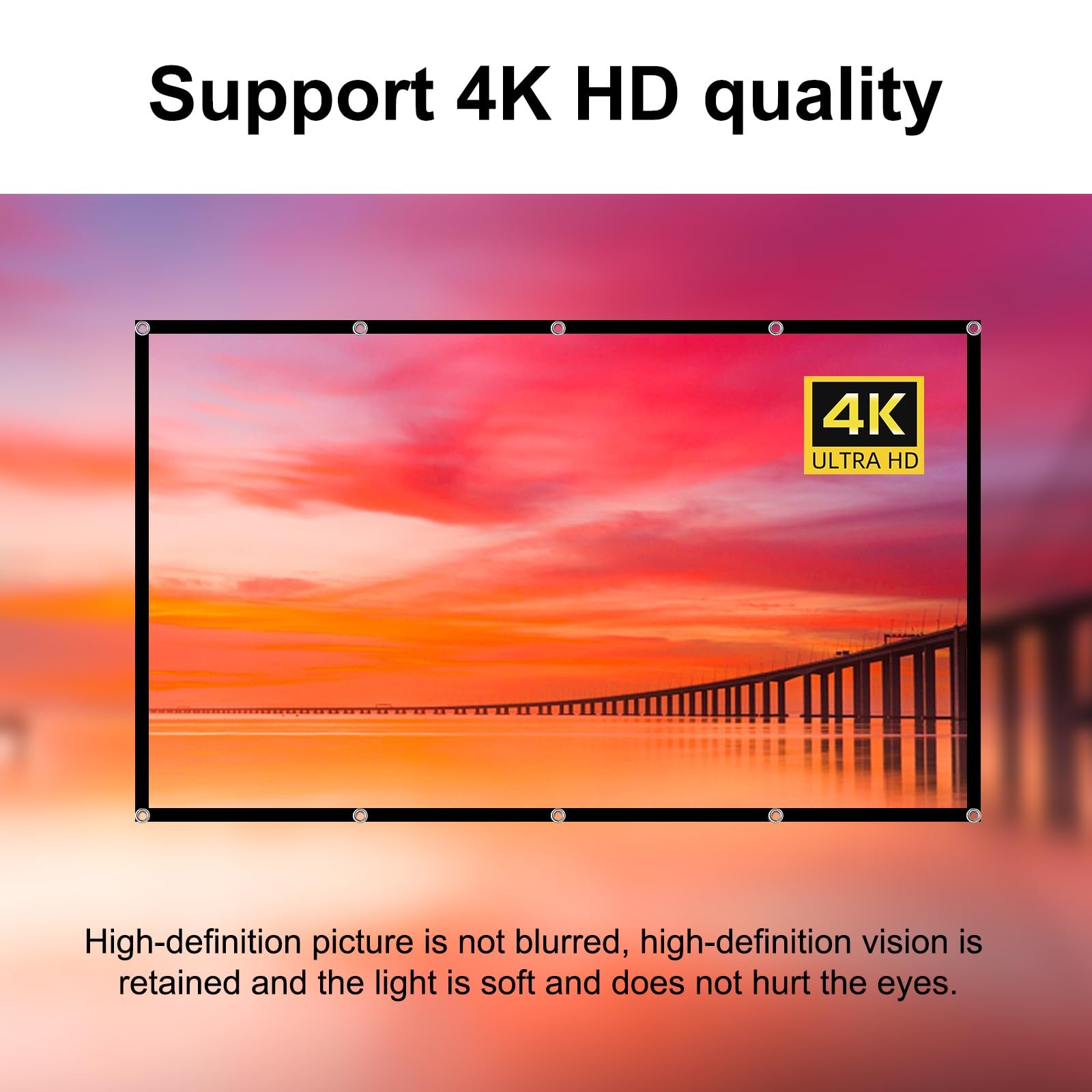 Projector Screen 100 inch Projection Screen Indoor Outdoor Washable