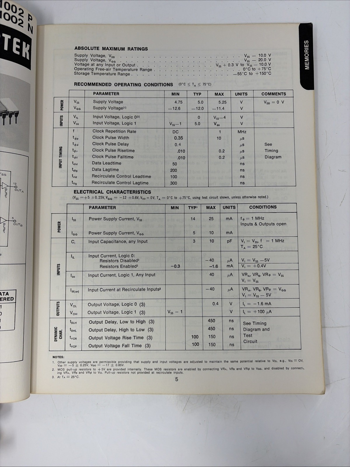 MOSTEK Memories Micro-processors Consumer Circuits Industrial MOS IC GUIDE