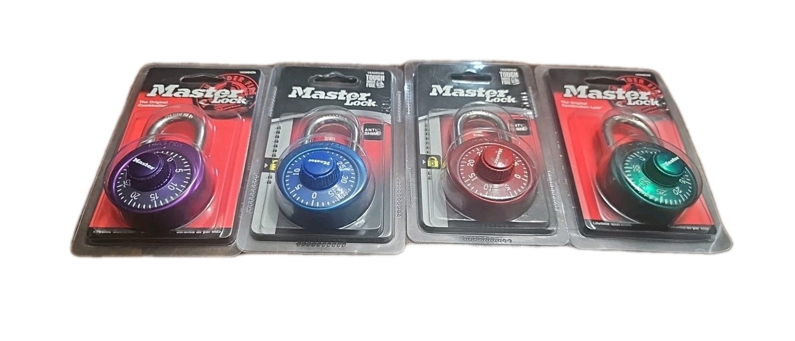 LOT OF 4 mixed Color Master Lock Combination Padlock (  New )