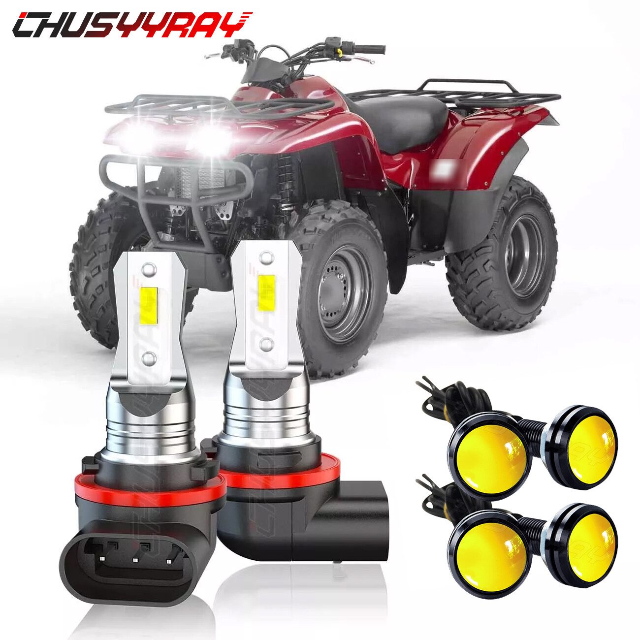 Fit Kawasaki Prairie KVF360 2x4 4x4 3 pins 6000K Bright Headlight 12V Bulbs