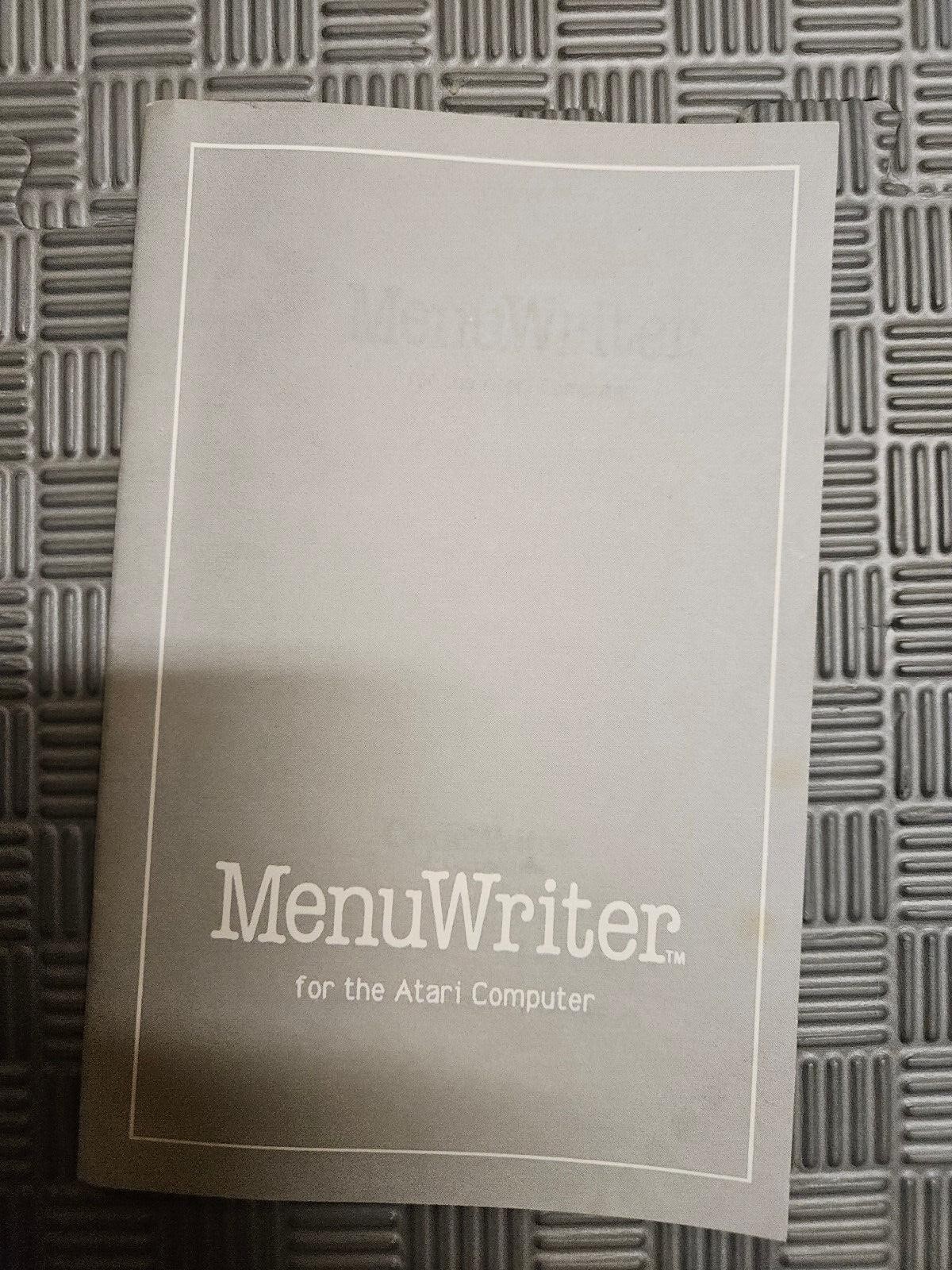 MenuWriter (Menu Writer) MANUAL FOR ATARI
