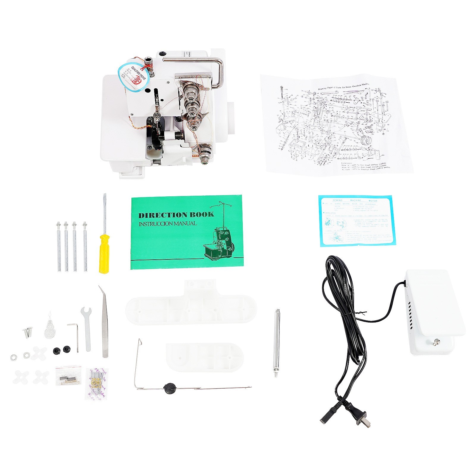 Professional 4 Thread Serger Overlock Sewing Machine 4-Line with Foot Controller