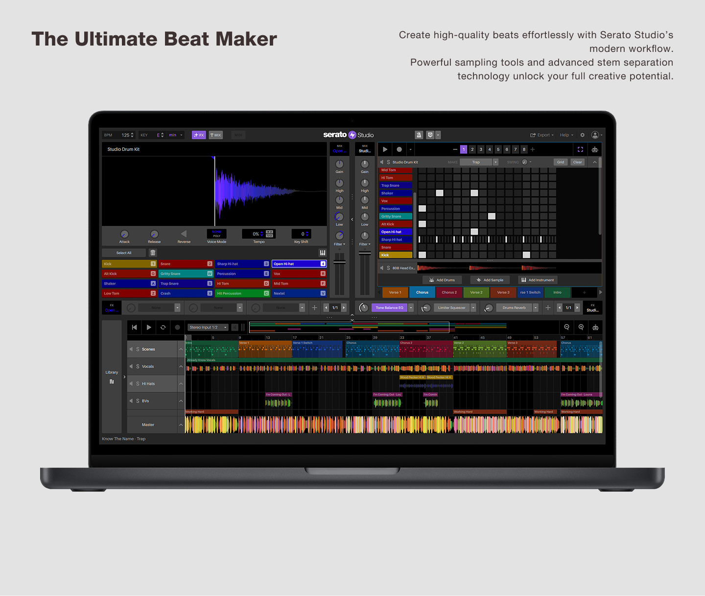 AlphaTheta SLAB MIDI Pad Controller For Serato Studio W/RGB indicator TouchStrip