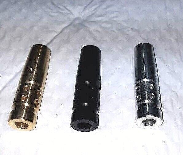 New Styles! VENTED MUZZLE BRAKES BRASS BLACK or ALUMINUM Crosman 7/16 OD BARRELS