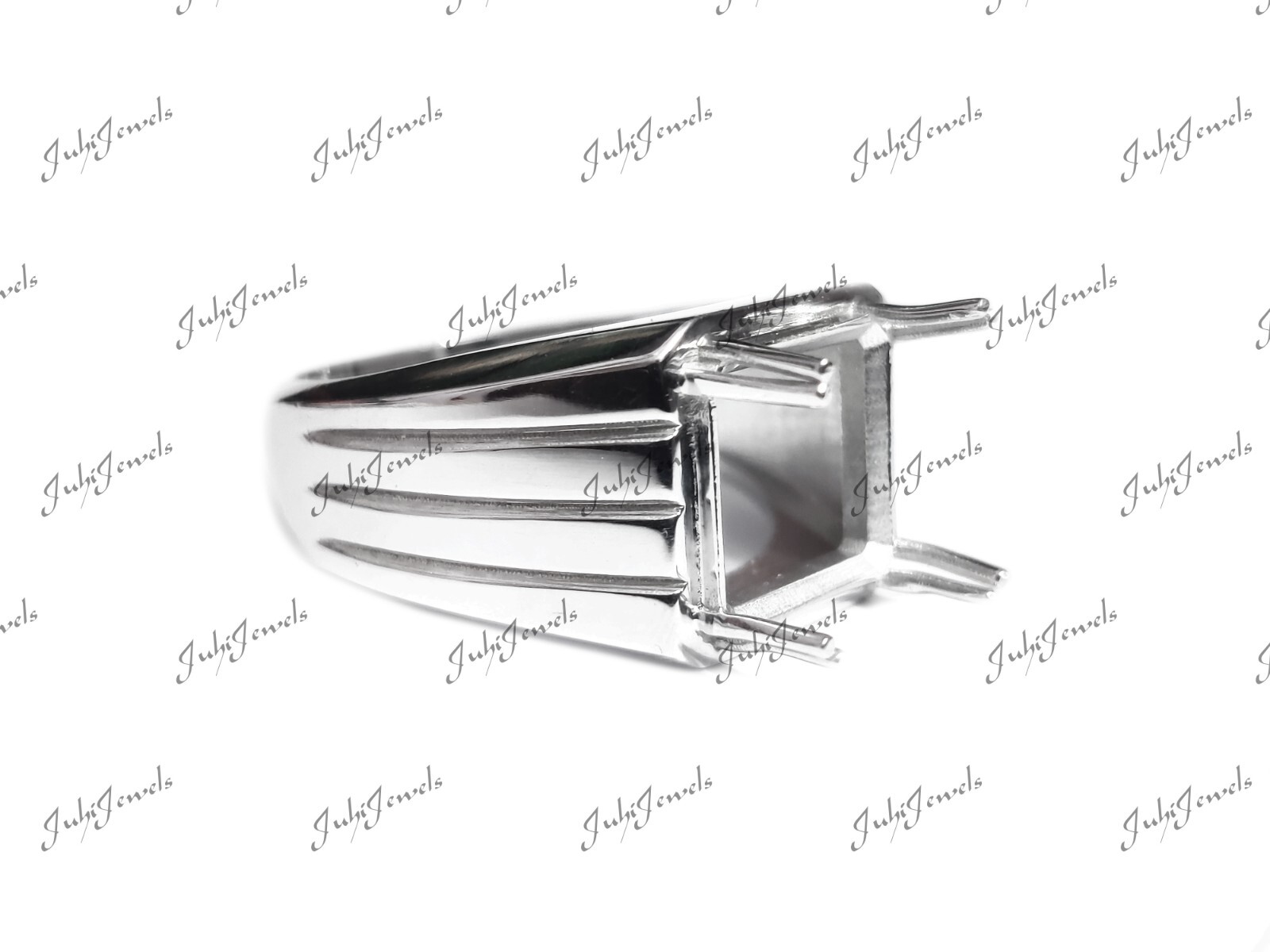 Solid Silver Mens Ring Setting 7,8,9 mm Square Ring Blanks Silver Square Mounts