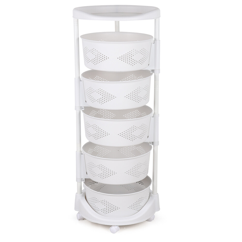 5-Tier Rotating Kitchen Organizer Rack With Fruit & Vegetable Storage Wheels