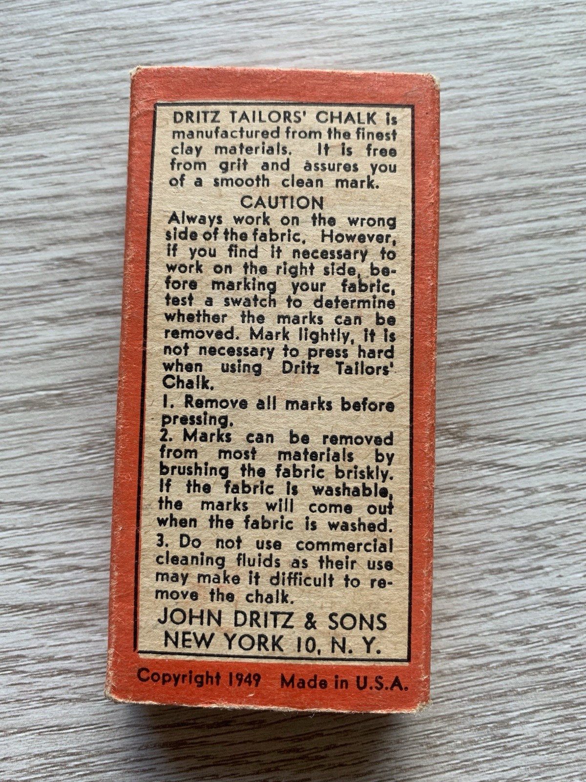 Dritz Tailor's Chalk Vintage Box Pre Owned