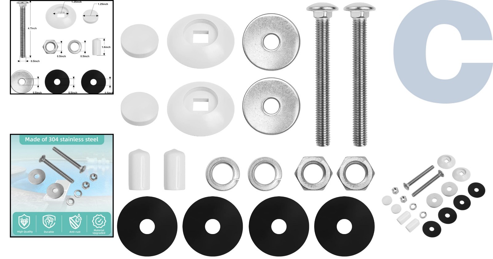 Complete Diving Board Bolt Replacement Kit for 6ft/8ft/10ft S.R.Smith Boards