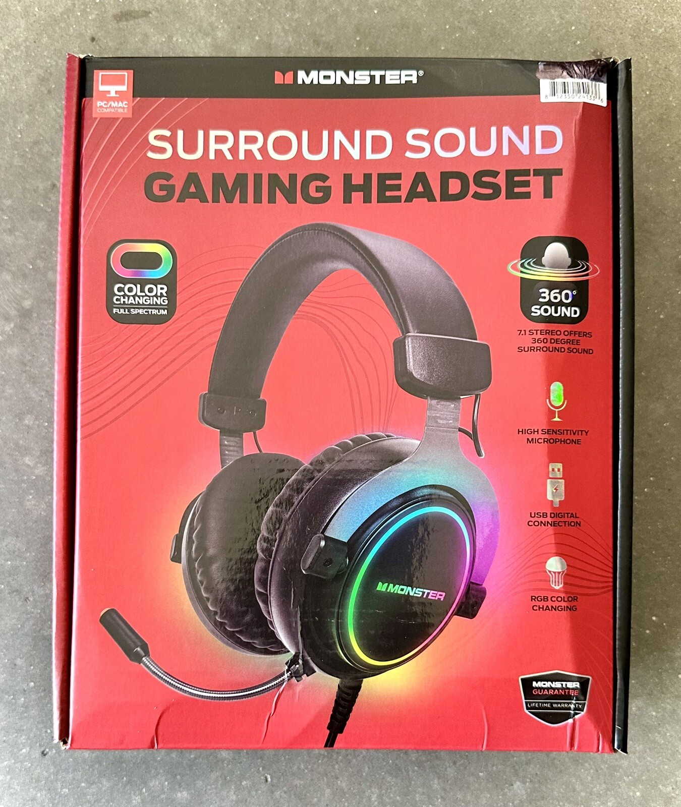 Gaming Headset ~ MONSTER ~ Surround Sound ~ Color Changing ~ 360° Sound ~ !🆕!