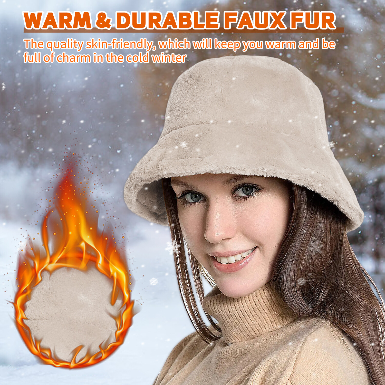 Women Fluffy Faux Fur Sherpa Fuzzy Vintage Warm Fisherman Hats Winter Bucket Hat