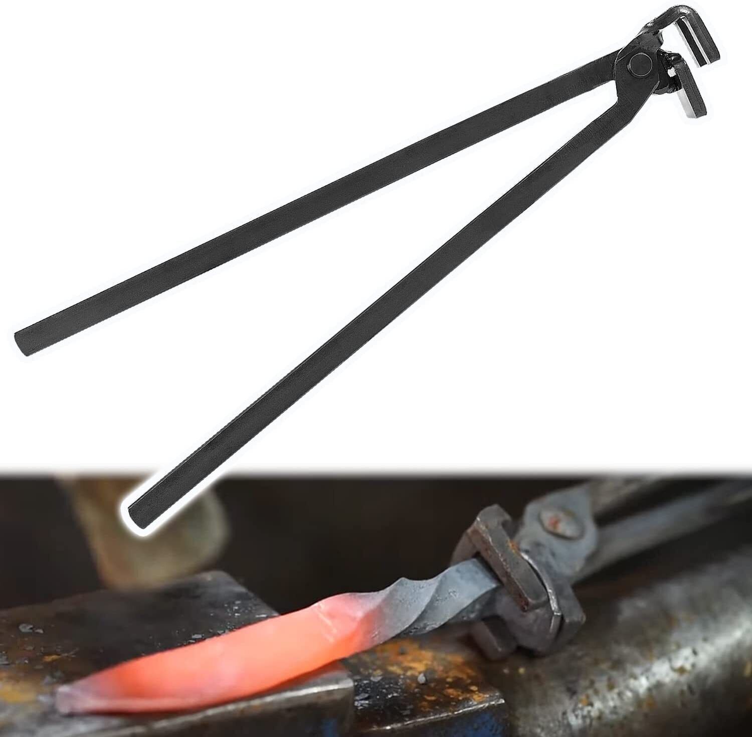 Blacksmith Railroad Spike Tongs RR Spike Head Tongs for Holding Railroad 15"