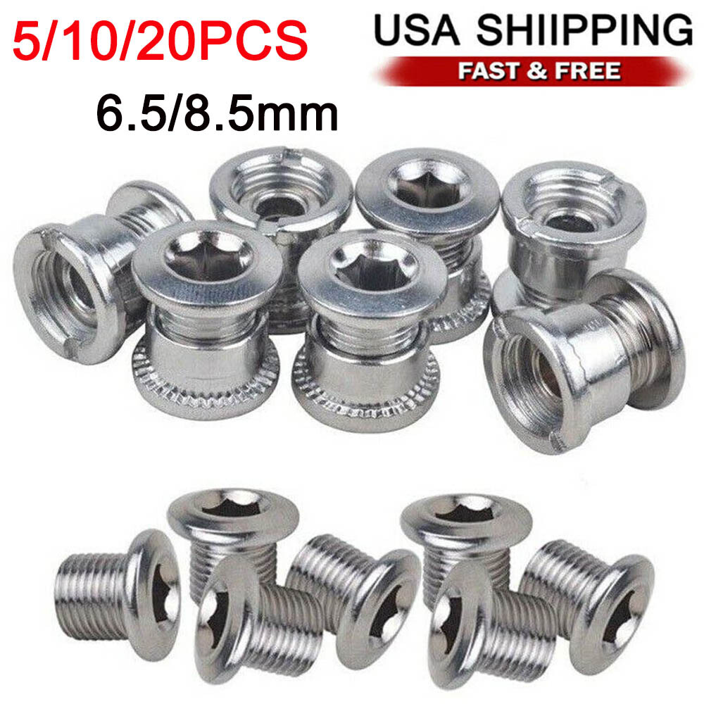 Steel Bike Chainring Bolts 6.5 Single 8.5 Double Triple Speed Nut Screw 5/10/20X