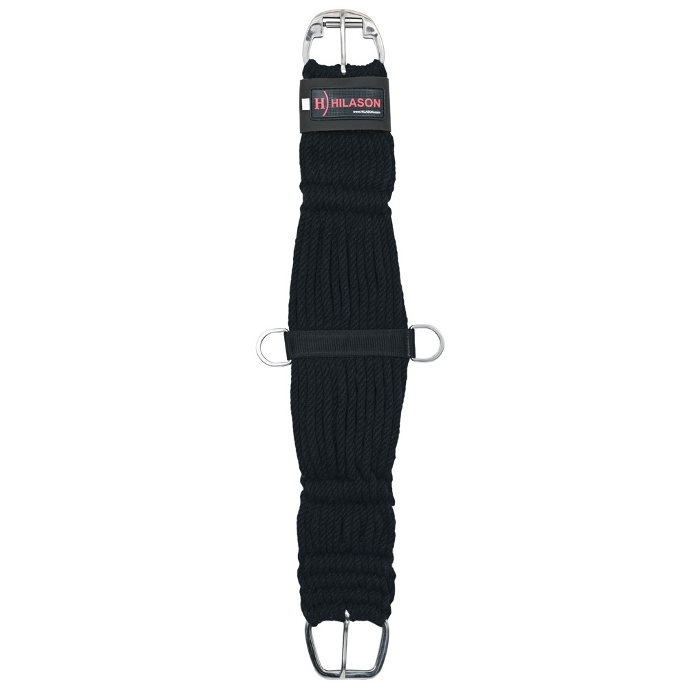HILASON Horse Western 27 Strand Double Weave Black Roper Cinch 32 in