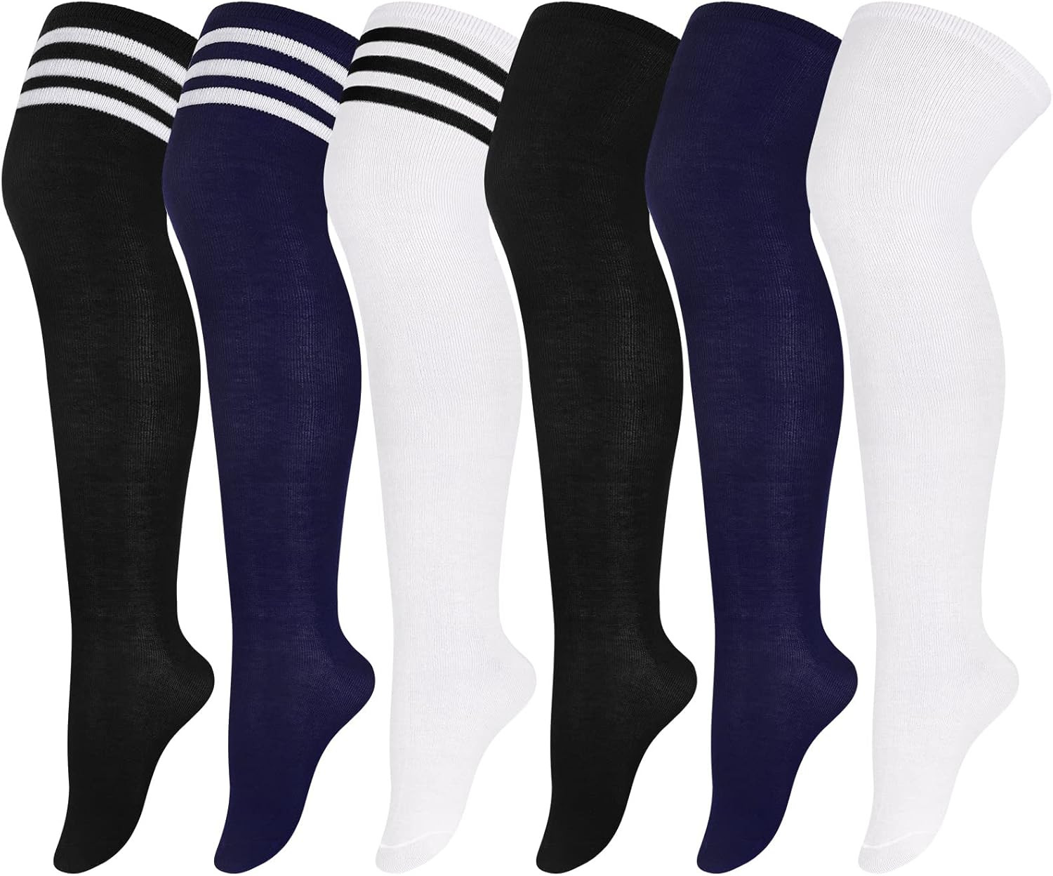 6 Pairs Plus Size Over Knee Socks Women Warm Thigh High Stockings for Daily Use,