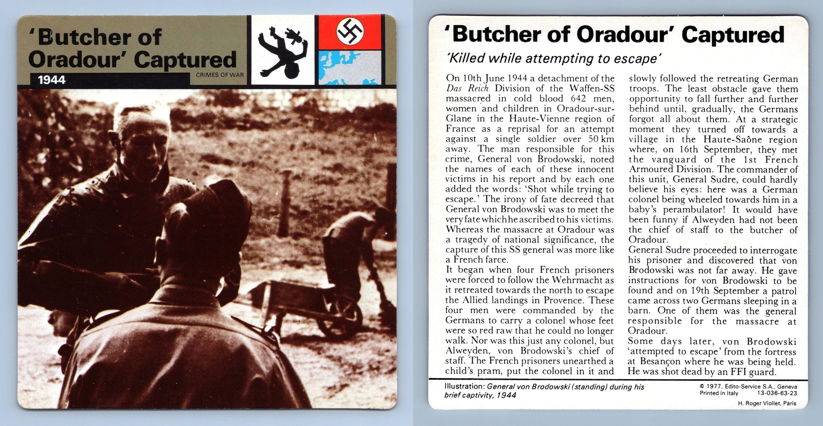 Butcher Of Oradour' Captured - 1944 - Crimes - WW2 Edito-Service SA 1977 Card