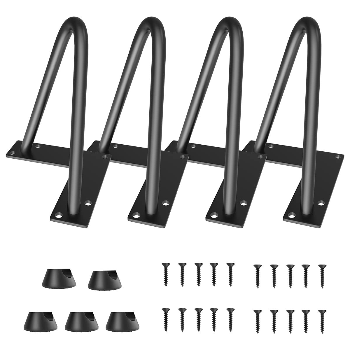 GameXcel 6 Inch Hairpin Furniture Legs Set of 4-3/8" Diameter S-6 Inch, Black
